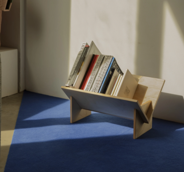 Modern Tilted Wooden Book Display Shelf, Minimalist Desktop Bookstand, Natural | Family Decor by JKS