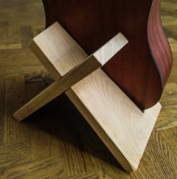 Wooden Guitar Stand, Portable X-Style Design, Natural Finish | Family Decor by JKS - Image 8