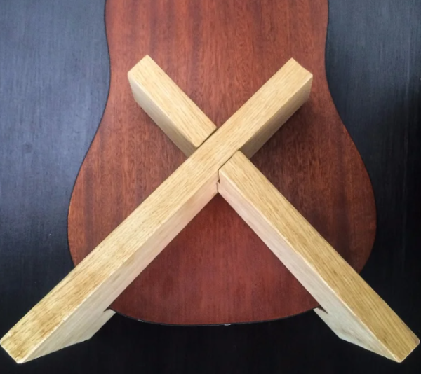 Wooden Guitar Stand, Portable X-Style Design, Natural Finish | Family Decor by JKS - Image 2