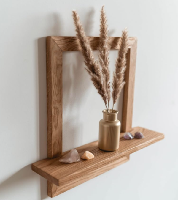 Wooden Wall Shelf with Frame Design, Decorative Floating Display Shelf for Living Room and Entryway | Family Decor by JKS - Image 4